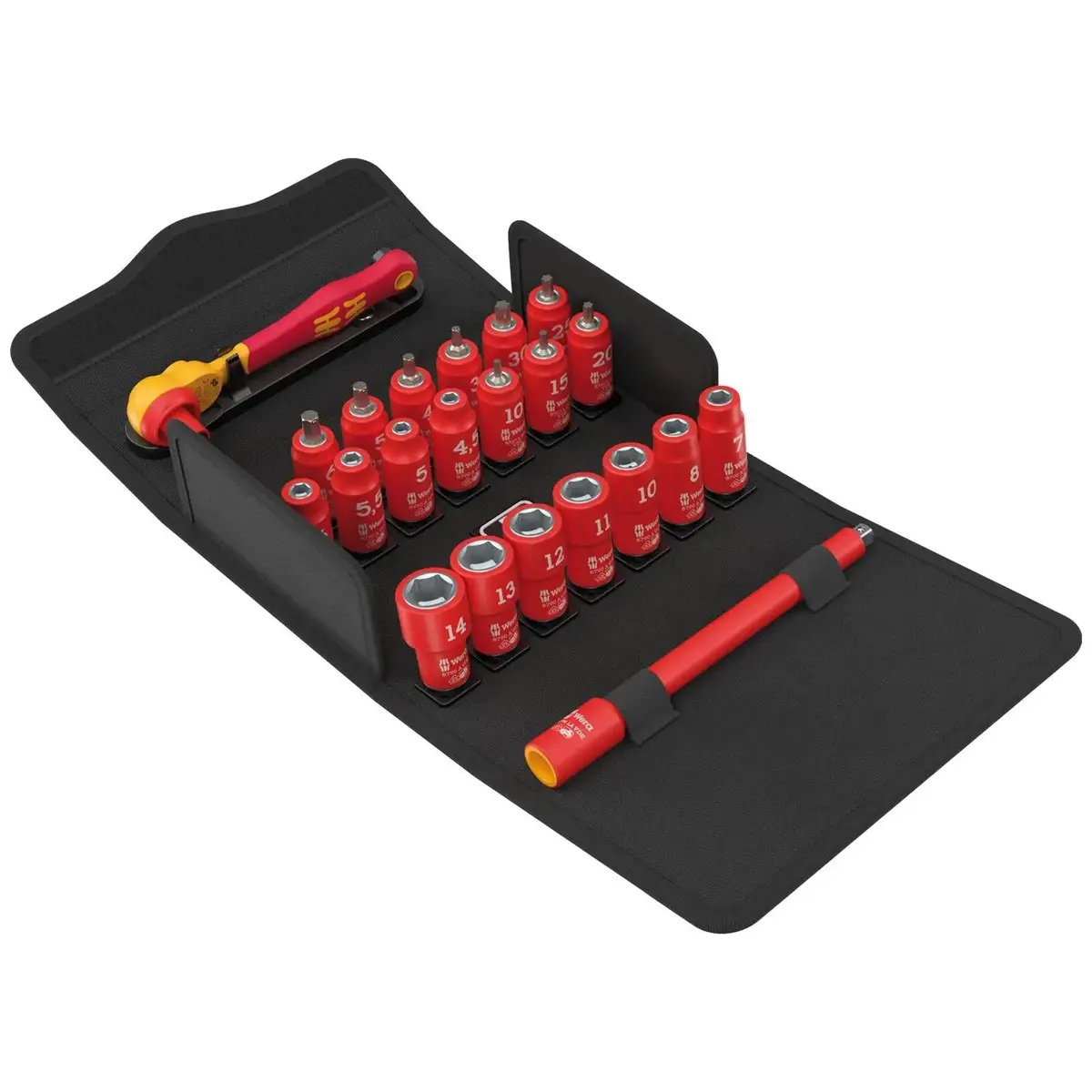 Wera 8100 Sa Vde 1 Zyklop Ratchet Set Insulated Reversible 1/4" Drive Metric In Case 22 Pieces 1