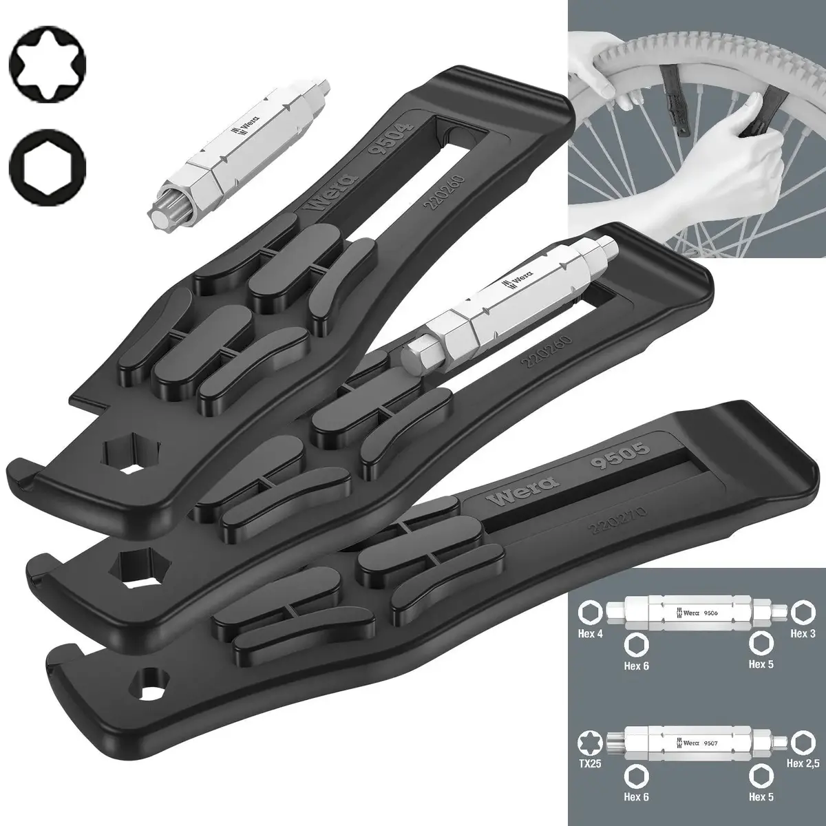 Wera Bicycle Set 15 Tyre Levers Screwdriver Hex Torx 15 Pieces 1