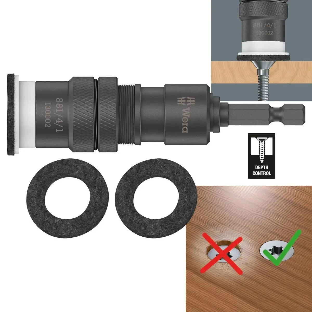 Wera Bit Holder With Variable Screw Depth Limitation 3 Piece 881/4/1 Sb 1