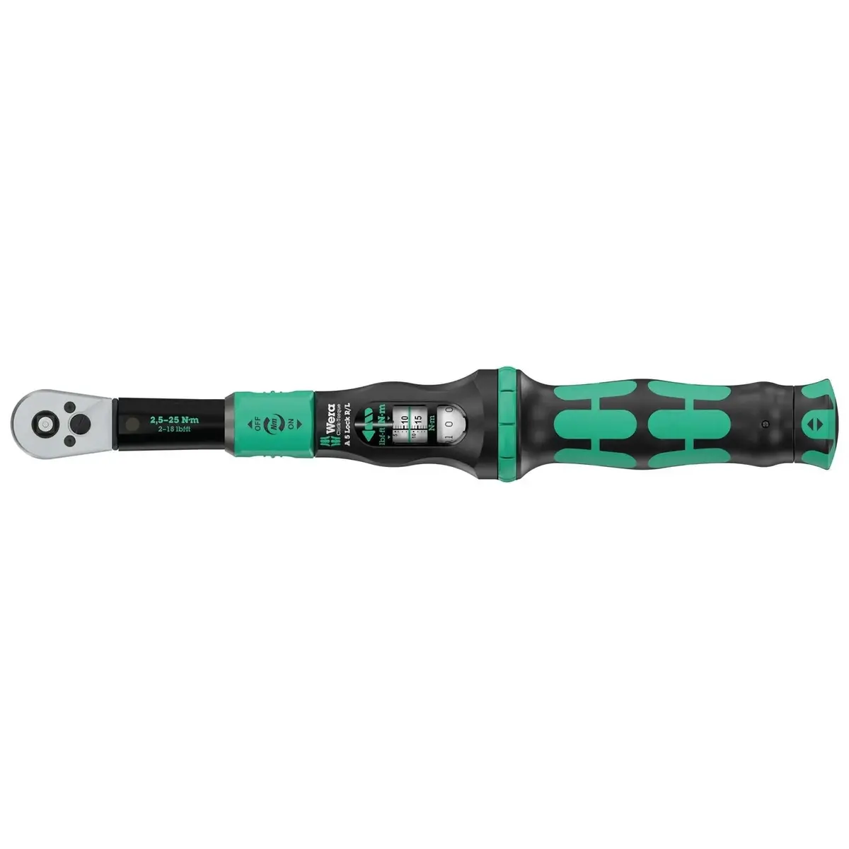 Wera Click Torque Lock Wrench A 5 R/L Reversible Ratchet 2.5-25 Nm 1/4" Drive Reversible Torque Operation 1