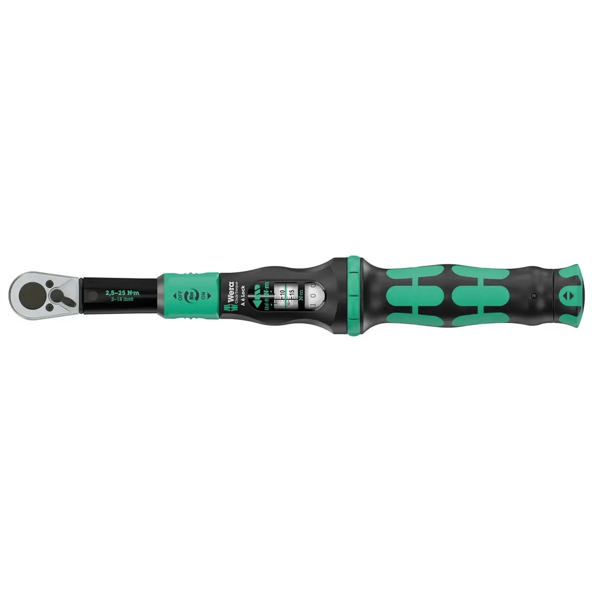 Wera Click Torque Lock Wrench A 6 Reversible Ratchet 2.5-25 Nm 1/4" Hex Clockwise Torque Operation 1