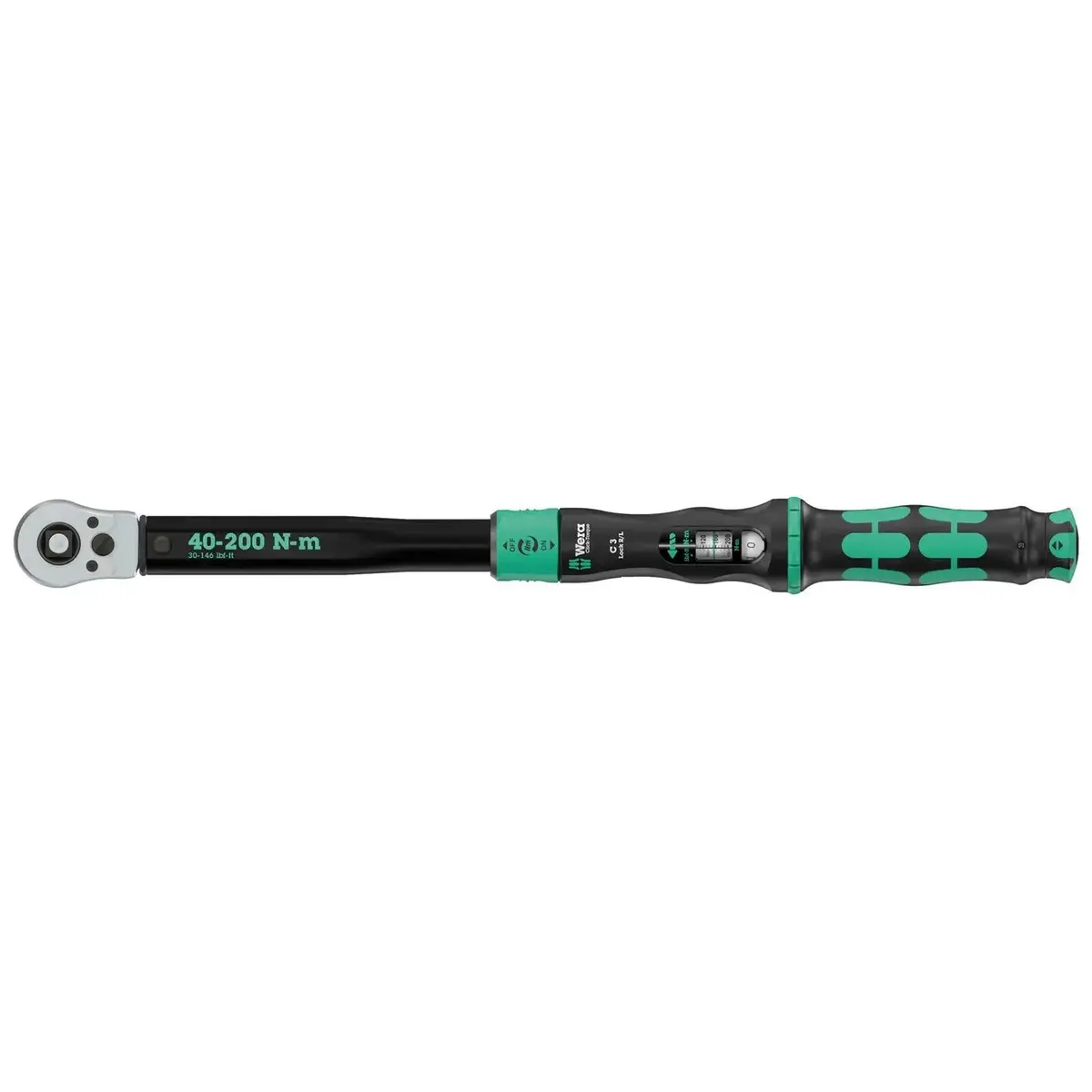 Wera Click Torque Lock Wrench C 3 R/L Reversible Ratchet 40-200 Nm 1/2" Drive Reversible Torque Operation 1