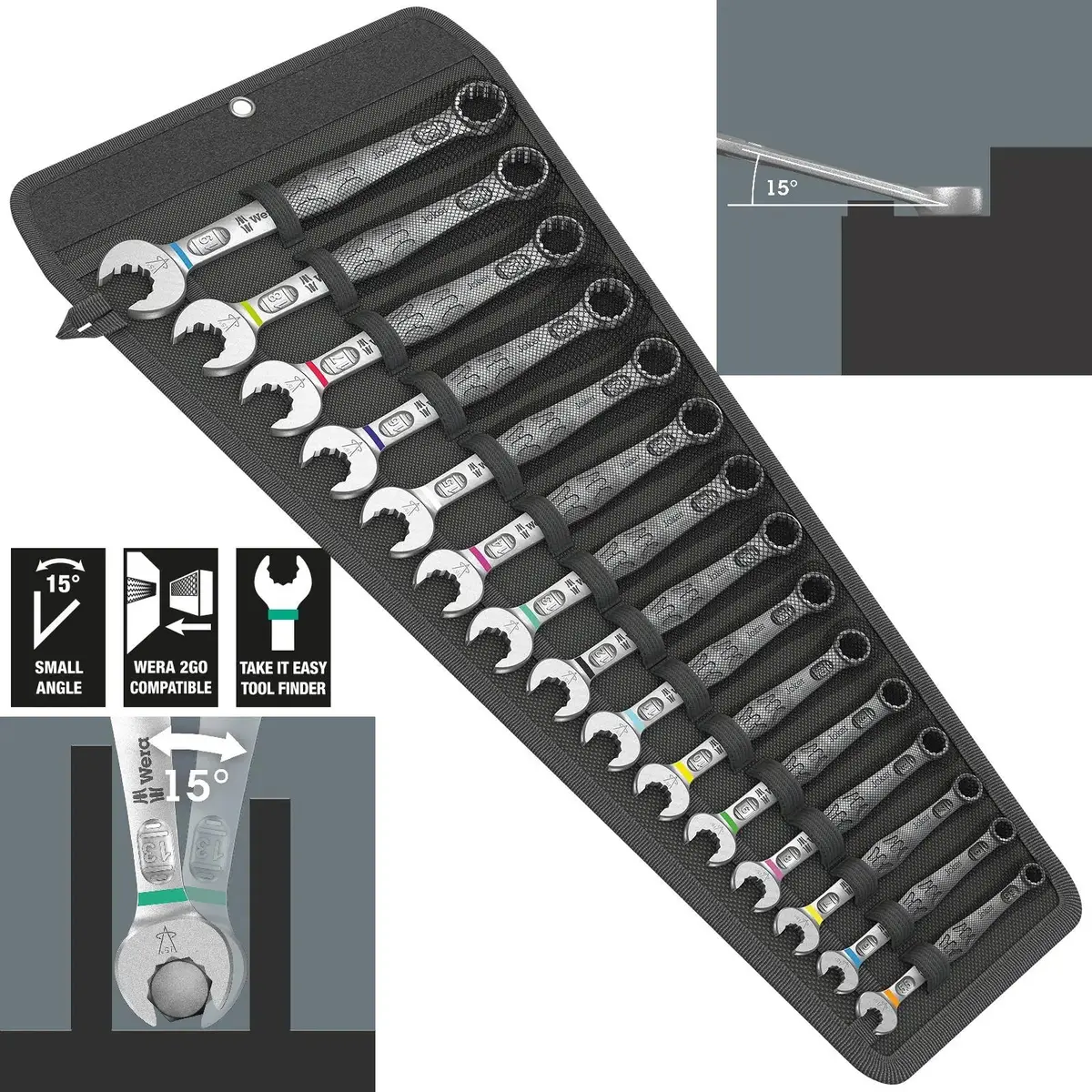 Wera Combination Spanner Wrench Set 6003 Joker 15 Set 1 Metric 15 Pieces 5.5-19Mm 1