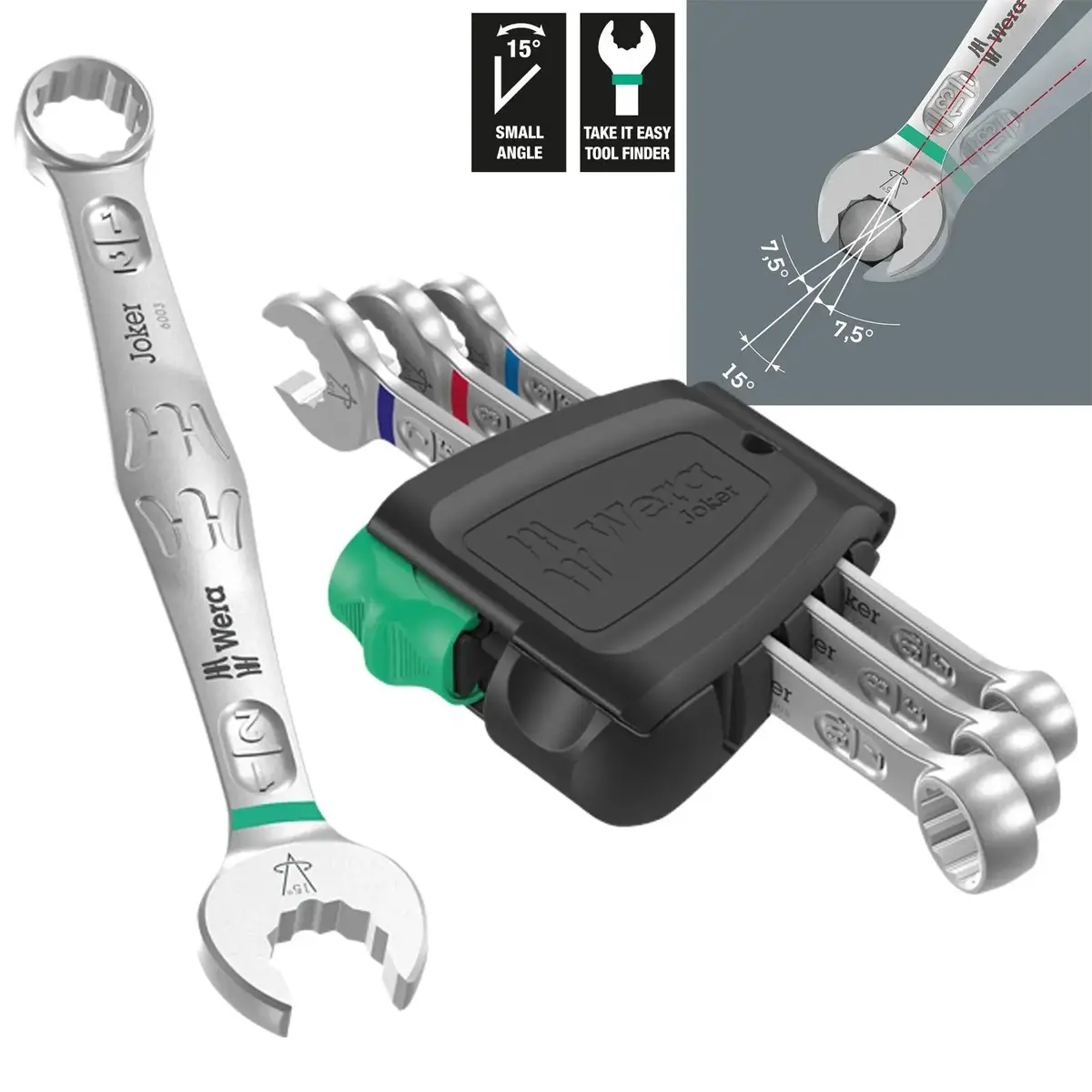 Wera Combination Spanner Wrench Set 6003 Joker 4 Set 1 Imperial 4 Piece 5/16"-1/2 1