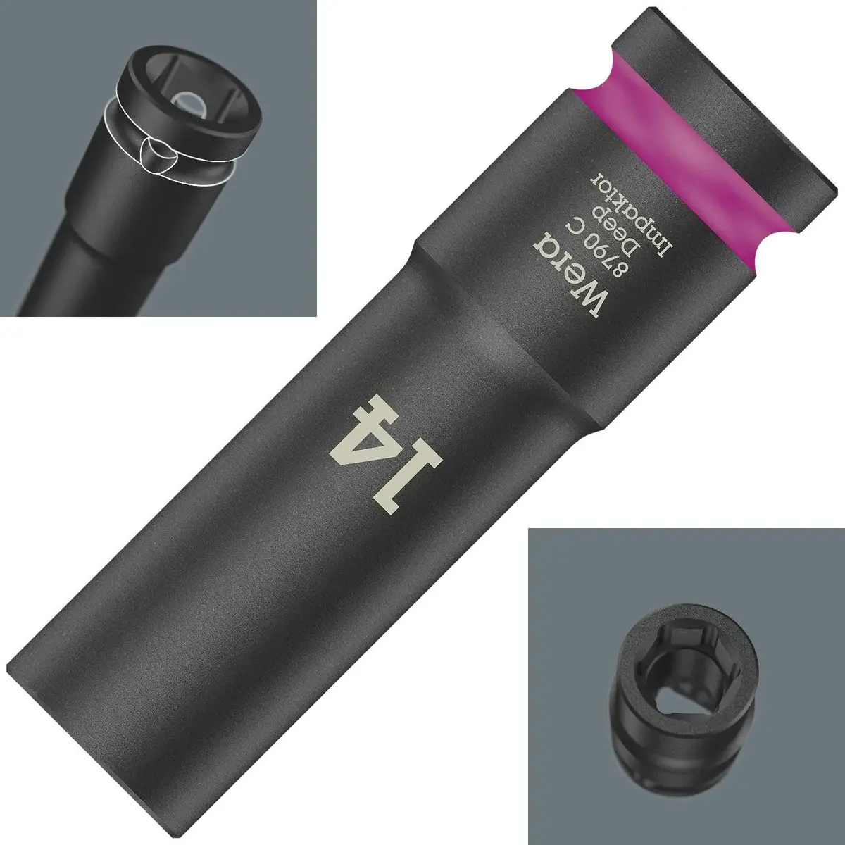 Wera Deep Impact Socket Impaktor With 1/2" Drive Zyklop 8790 C 14Mm X 83Mm 1