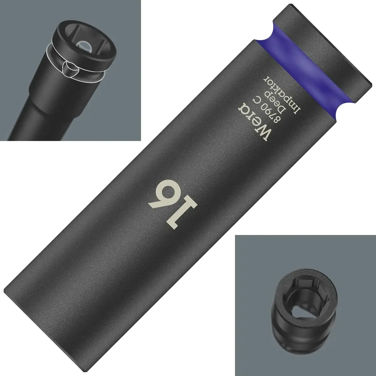 Wera Deep Impact Socket Impaktor With 1/2" Drive Zyklop 8790 C 16Mm X 83Mm 1
