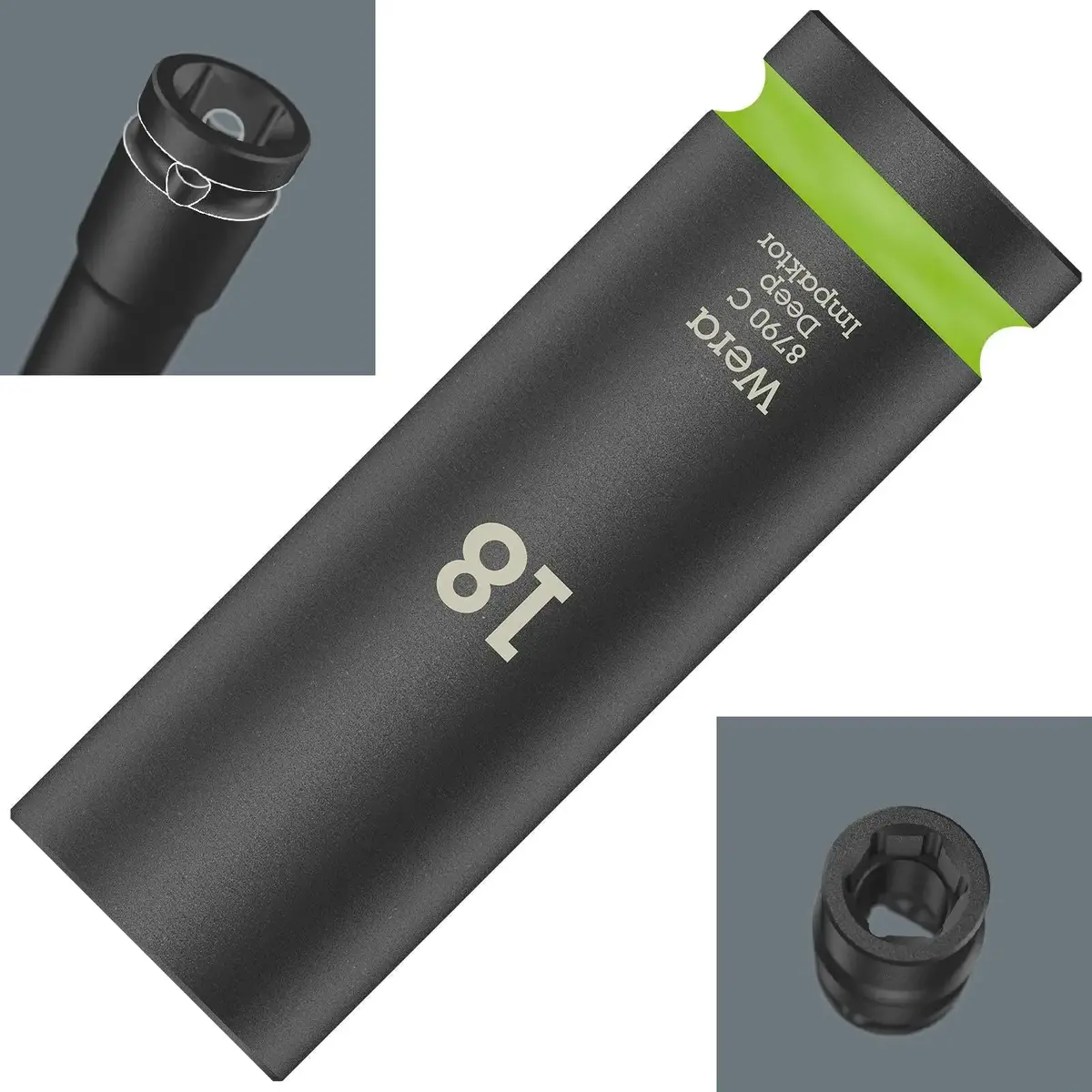 Wera Deep Impact Socket Impaktor With 1/2" Drive Zyklop 8790 C 18Mm X 83Mm 1