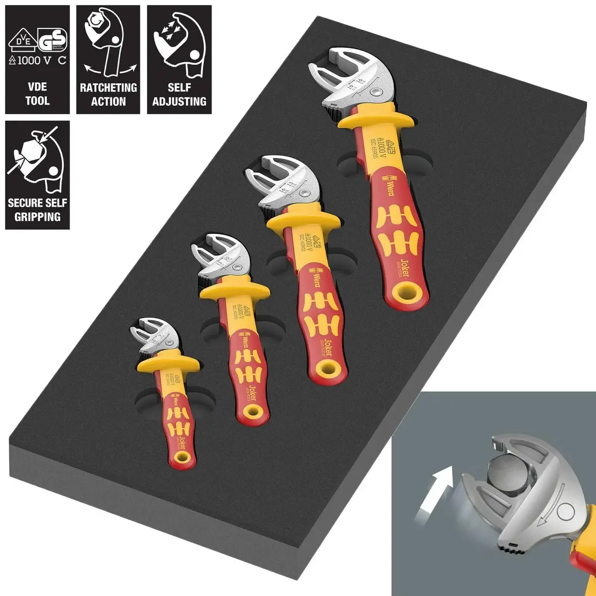Wera Foam Insert 6004 Joker Vde Set 1 Xs-L Adjustable Spanner Wrench 7-19Mm Capacity 9734 4 Pieces 1