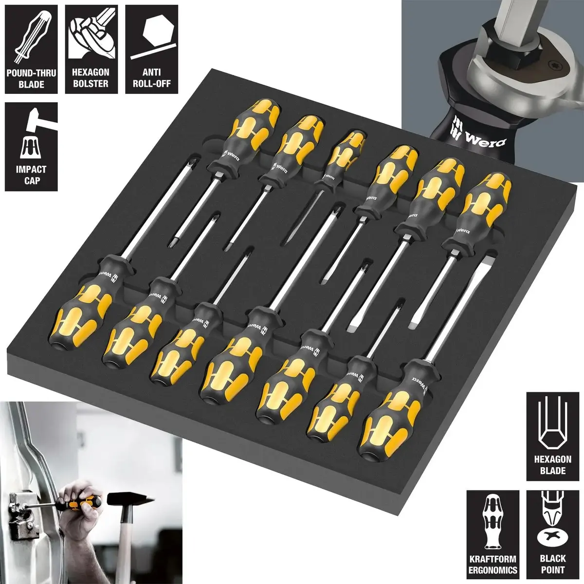 Wera Foam Insert Chiseldriver Screwdriver Set 1 Hammer Cap 9714 Phillips Pozi Torx Slotted 13 Pieces 1