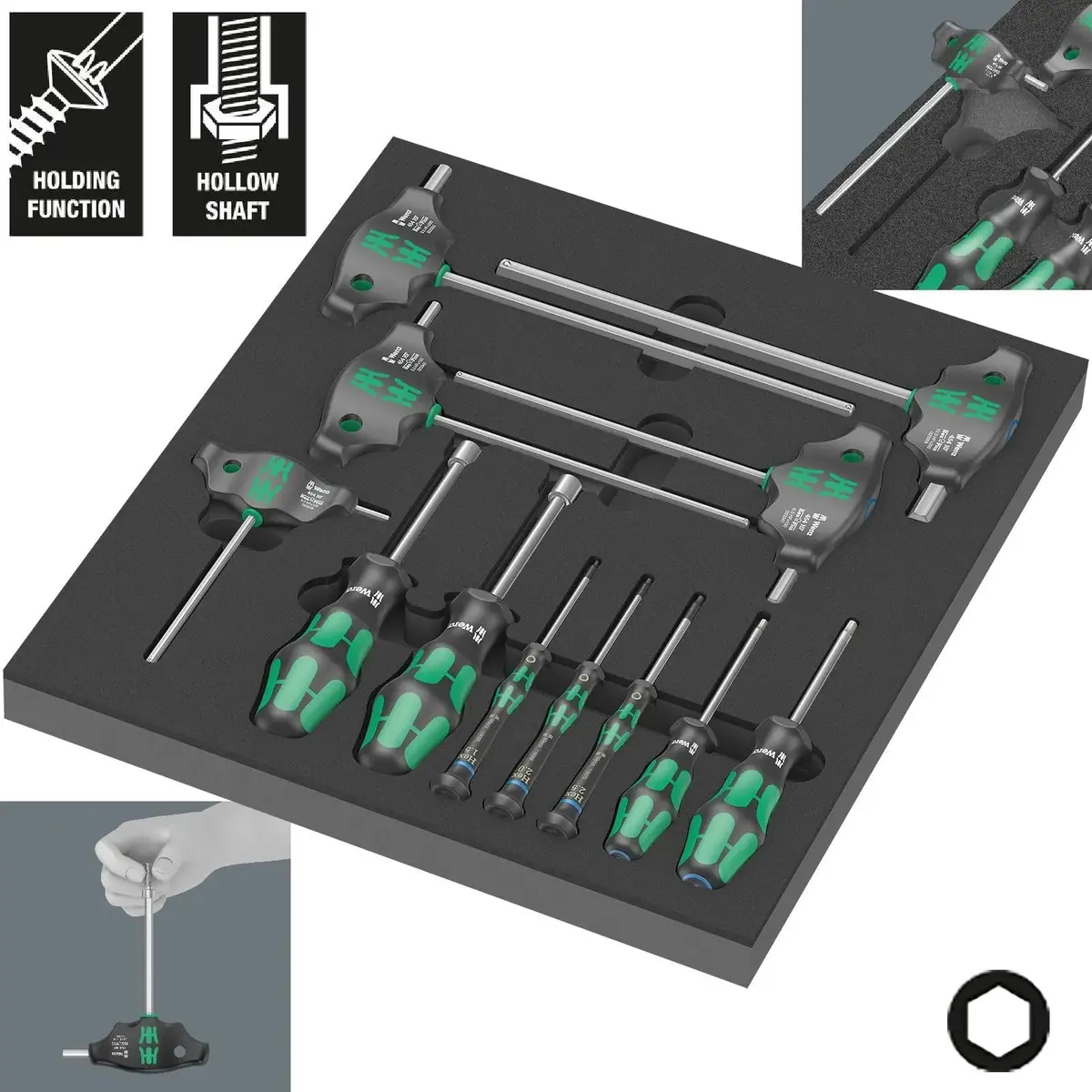 Wera Foam Insert Hex Screwdriver Set 1 9713 12 Pieces 1
