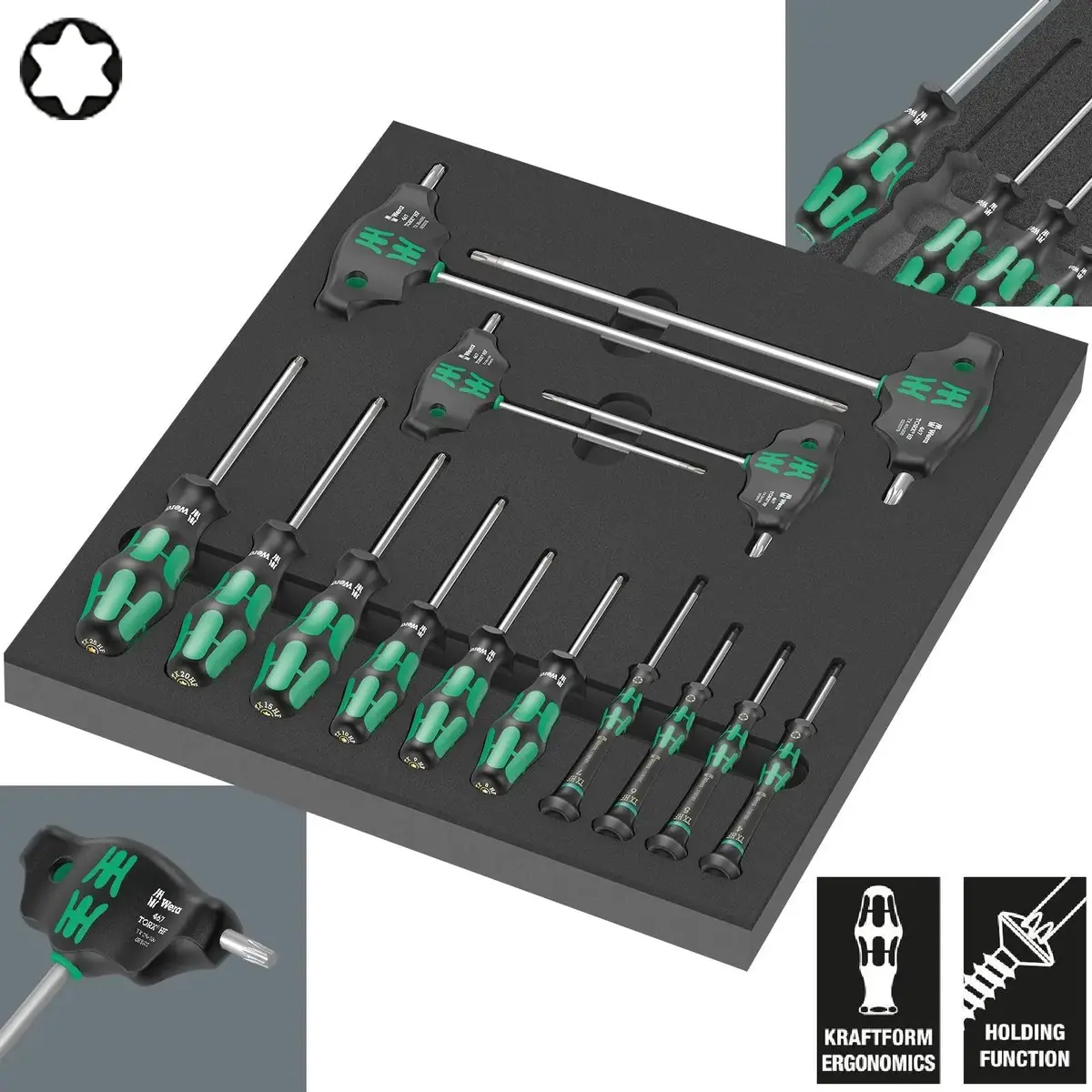 Wera Foam Insert Torx Holding Function Screwdriver Set 1 9712 14 Pieces 1