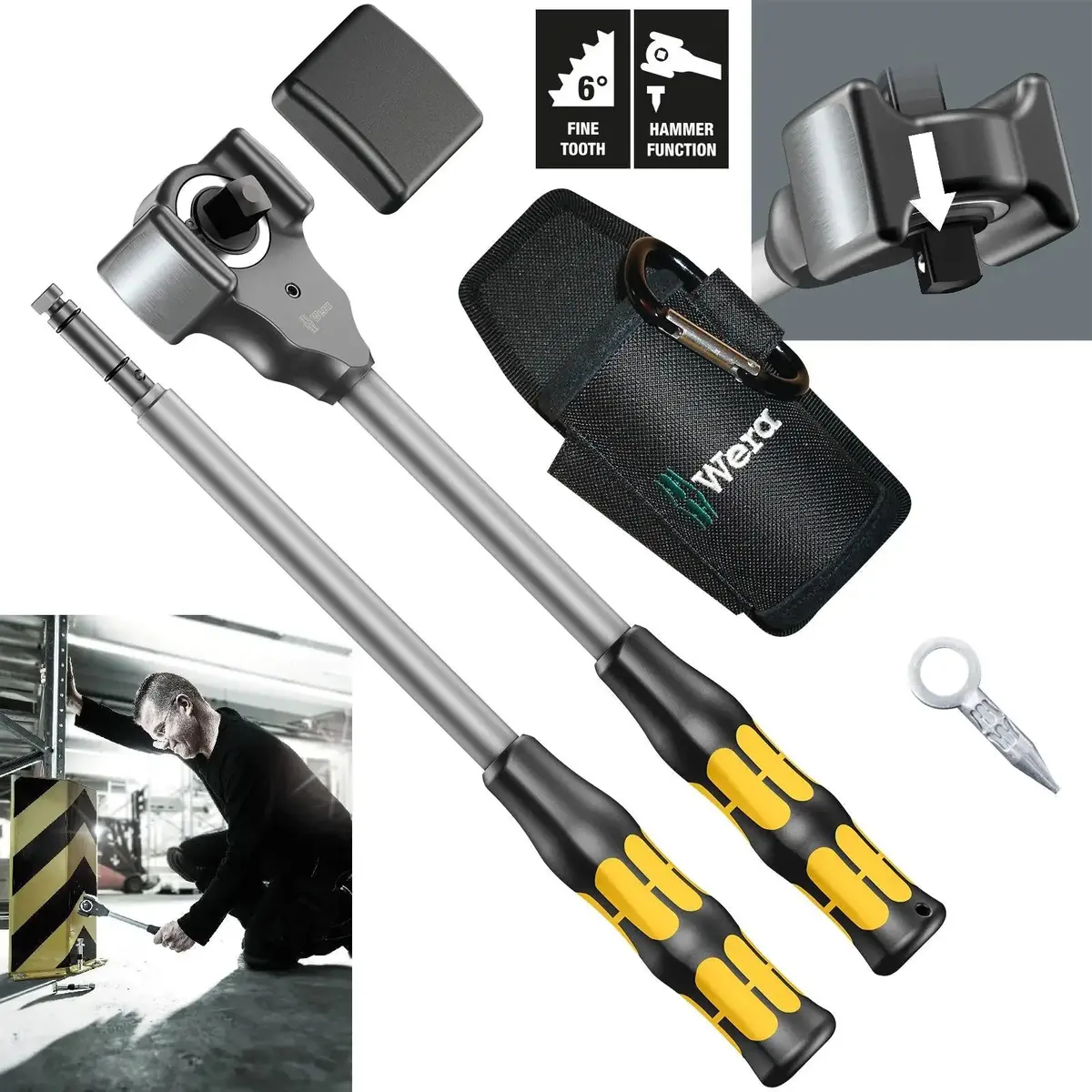 Wera Heavy Duty Ratchet Wrench 1/2" Drive Koloss 8002 C All Inclusive Set 5 Pieces 1