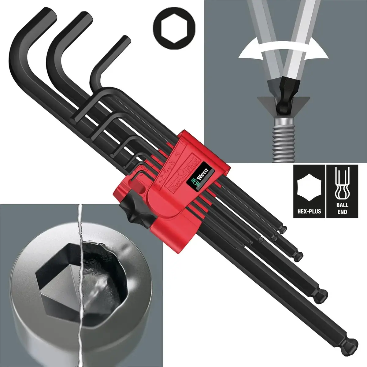 Wera Hex Key Set 950/9 Hex Plus 6 Sb L-Key Set Metric Blacklaser 9 Piece 1.5-10Mm 1
