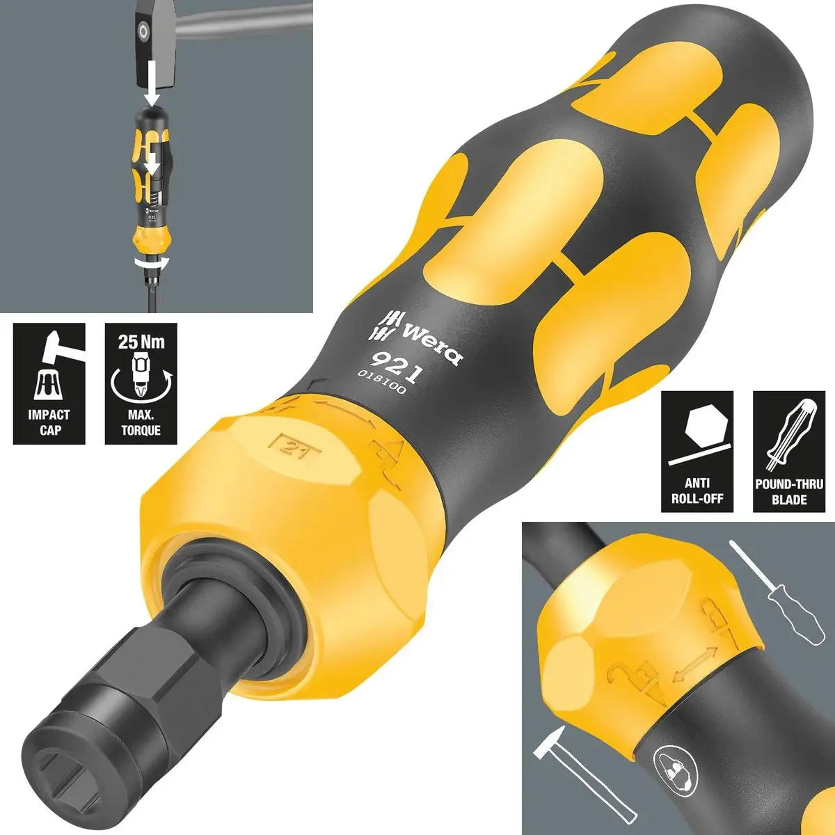 Wera Impact Screwdriver 921 Kraftform Plus Series 900 1/4" Hex 1