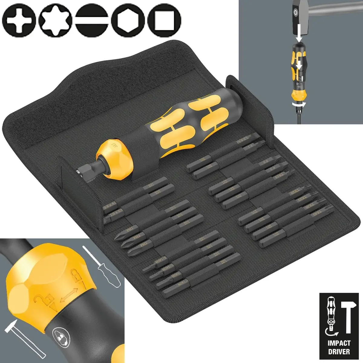 Wera Impact Screwdriver Kraftform Kompakt 900 Imperial Set 1 19 Pieces In Case 1
