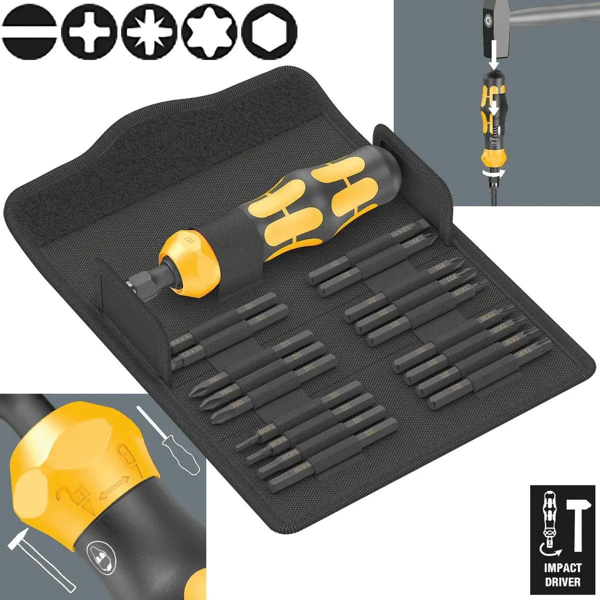 Wera Impact Screwdriver Kraftform Kompakt 900 Set 1 19 Pieces In Case 1