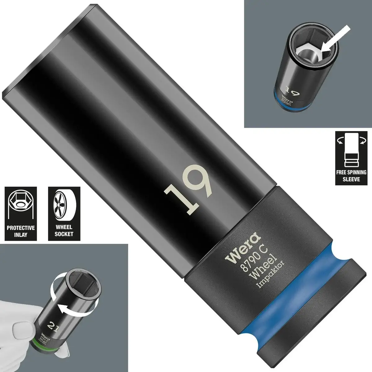 Wera Impact Socket Impaktor 1/2" Drive For Alloy Wheels 8790 C Wheel 19Mm X 85Mm 1