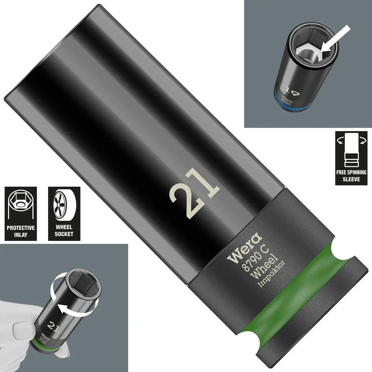 Wera Impact Socket Impaktor 1/2" Drive For Alloy Wheels 8790 C Wheel 21Mm X 85Mm 1