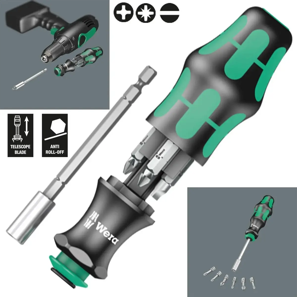 Wera Interchangable Screwdriver Set Kraftform Kompakt 28 Sb 7 Pieces 1