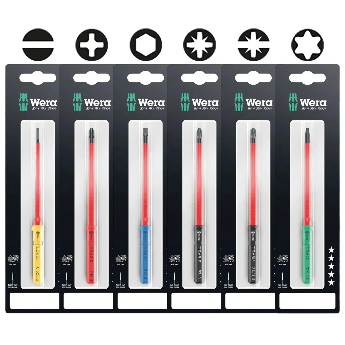 Wera Interchangeable Screwdriver Blade Kraftform Kompakt Vde Take It Easy Sb Colour Coded - Choose Size 1