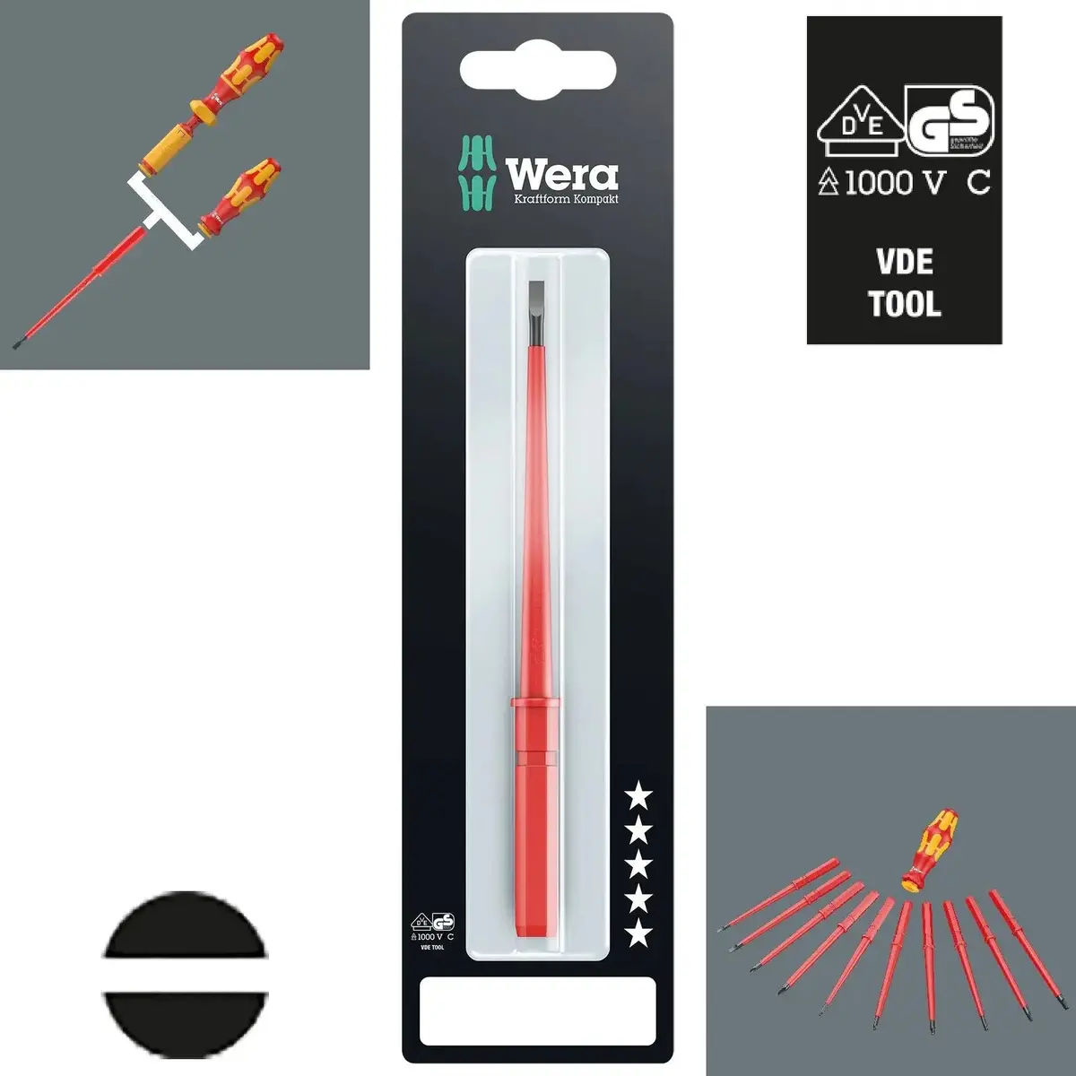 Wera Interchangeable Screwdriver Blade Vde Kraftform Kompakt Individual Phillips Pozi Slotted Torx Hex 1