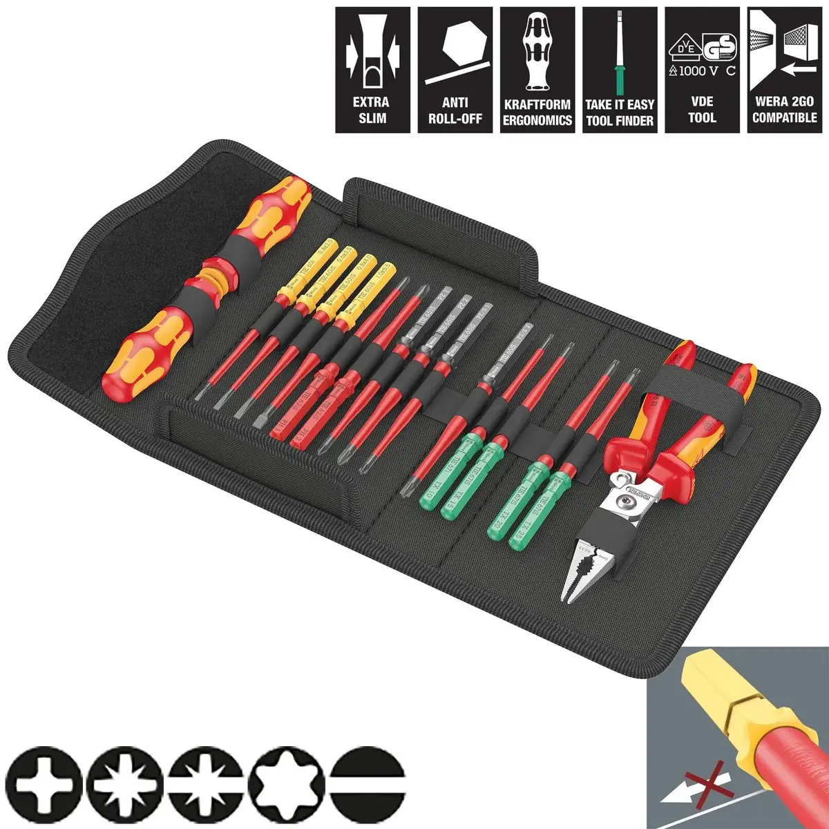 Wera Interchangeable Vde Screwdriver Pliers Set Kraftform Kompakt Vde 17 Extra Slim 1 Tool Finder 17 Pieces 1