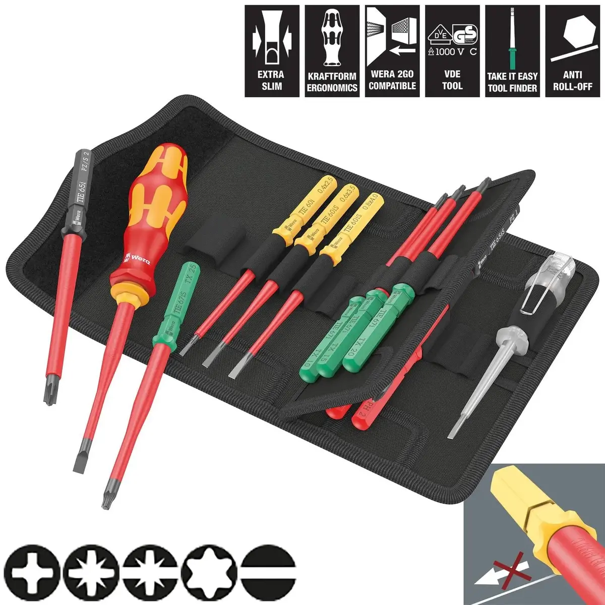 Wera Interchangeable Vde Screwdriver Set Kraftform Kompakt Vde 16 Extra Slim 1 Tool Finder 16 Pieces 1