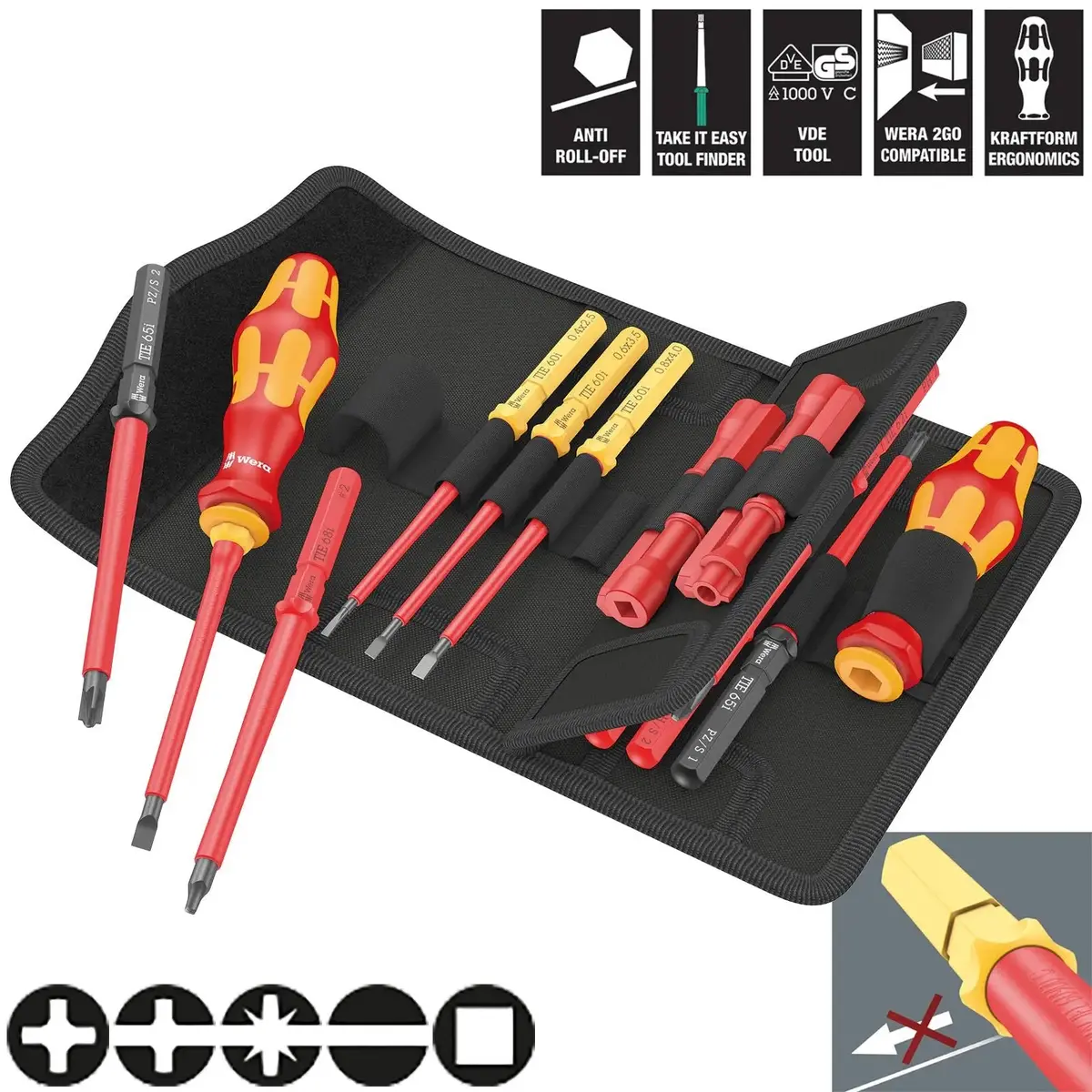 Wera Interchangeable Vde Screwdriver Set Kraftform Kompakt Vde 18 Imperial 1 Tool Finder 18 Pieces 1