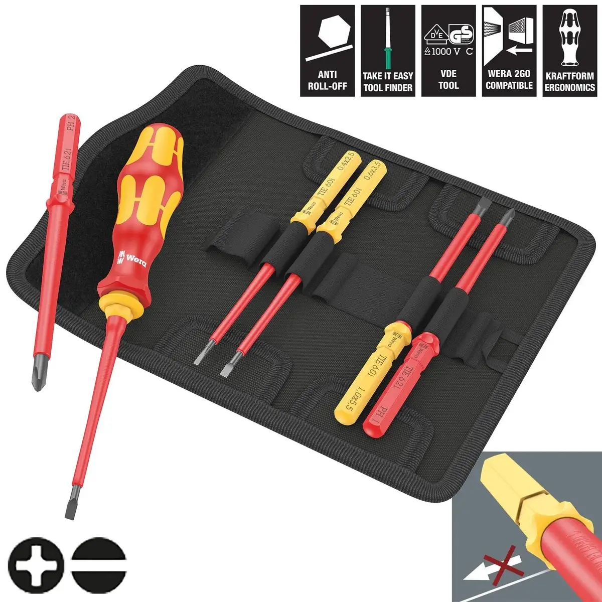 Wera Interchangeable Vde Screwdriver Set Kraftform Kompakt Vde 7 Universal 1 Tool Finder 7 Pieces Phillips Slotted 1