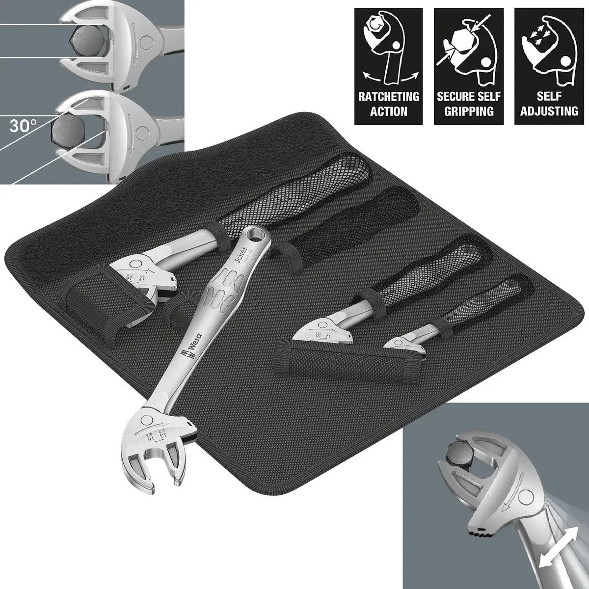Wera Joker 6004 Self Setting Adjustable Spanner Wrench 4 Set 1 4 Pieces 7-19Mm 1