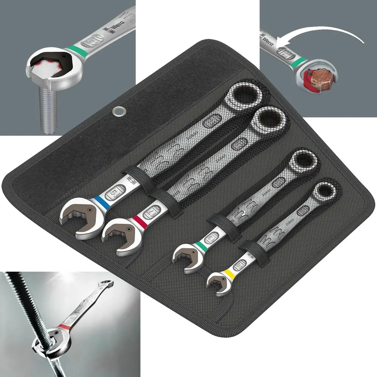 Wera Joker Ratchet Combination Spanner Wrench Set Sb 4 Piece 10-19Mm 1