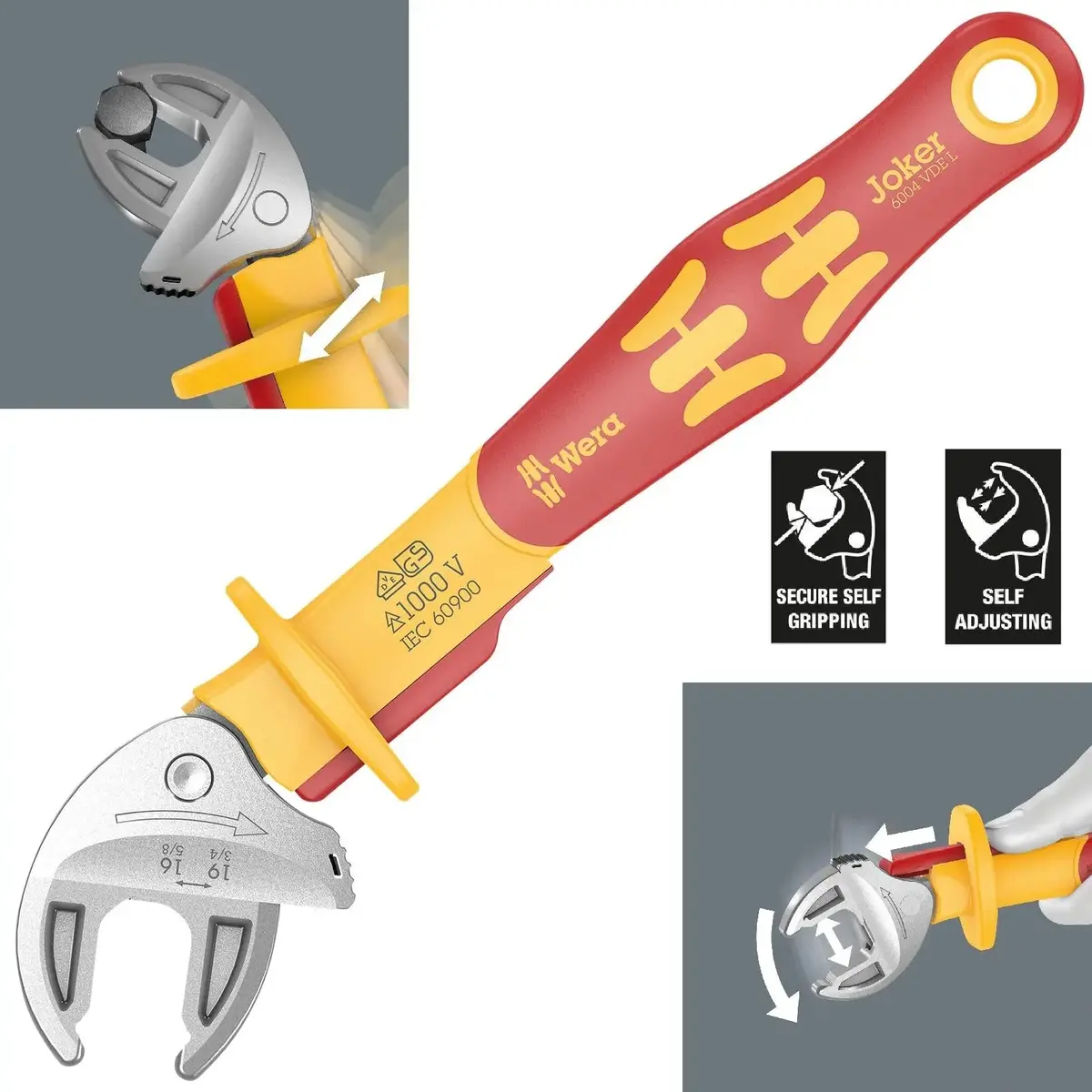 Wera Joker Vde L 6004 Insulated Self Setting Adjustable Spanner 16-19Mm 1