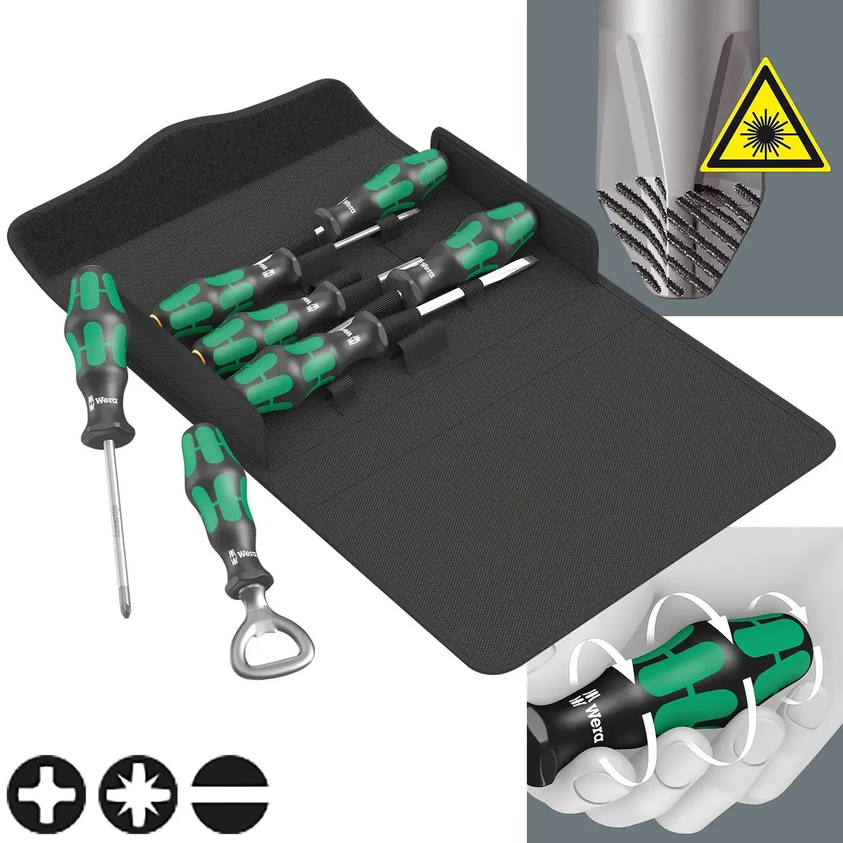 Wera Kraftform 300/7 Set 3 Screwdriver Set With Lasertip 7 Piece In Case 1