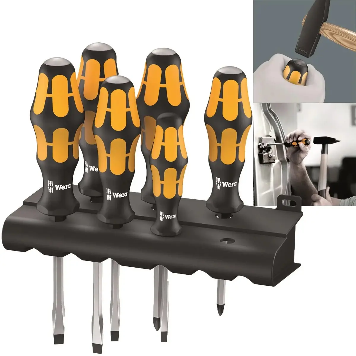 Wera Kraftform Chiseldriver Screwdriver Set And Rack 6 Piece Pozi Slotted 1
