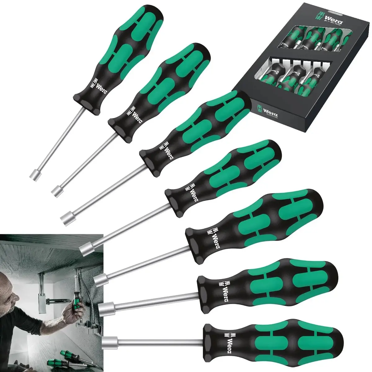 Wera Kraftform Hollow Shaft Nutspinner Set 7 Piece 5-13Mm 395 Ho/7 Sm 1