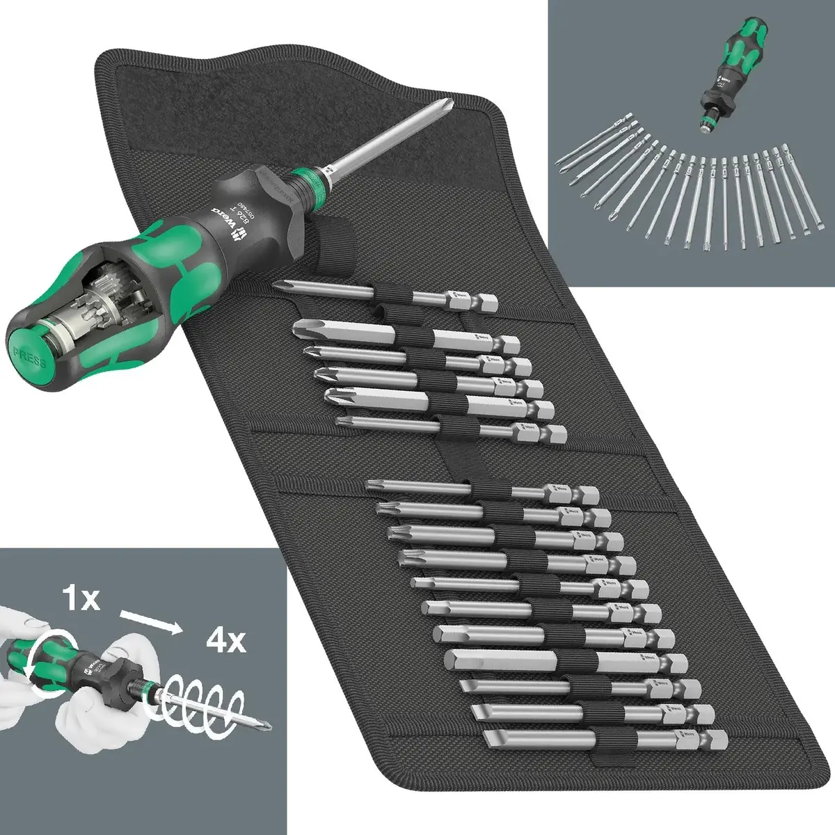 Wera Kraftform Kompakt Turbo 1 Interchangable Screwdriver Set 19 Piece In Case 1