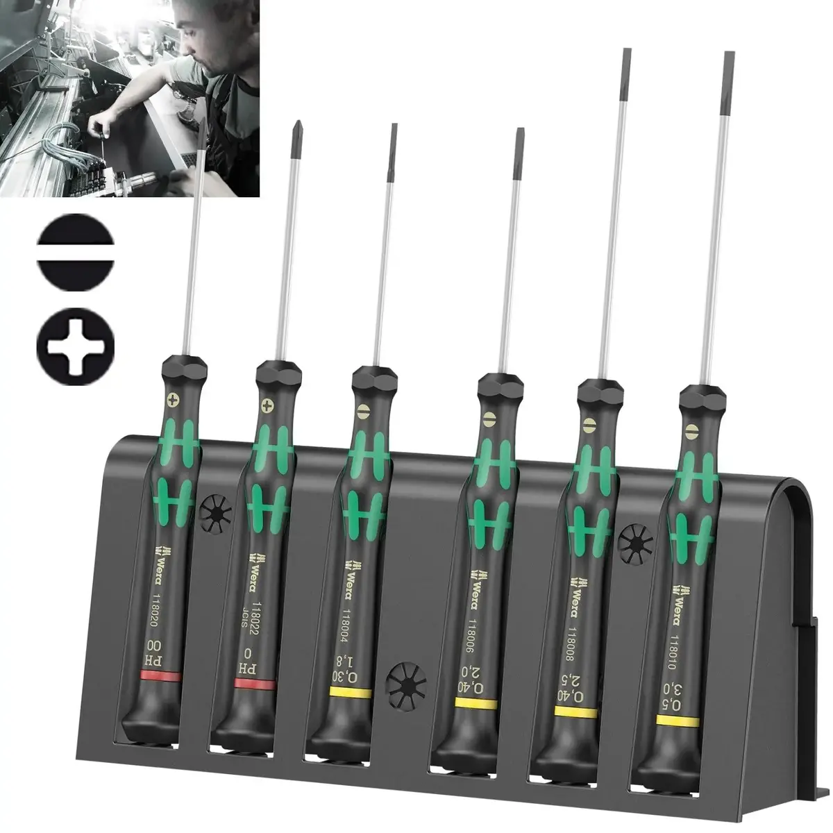 Wera Kraftform Micro Screwdriver Set 6 Piece Phillips Slotted 2035/6 A 1