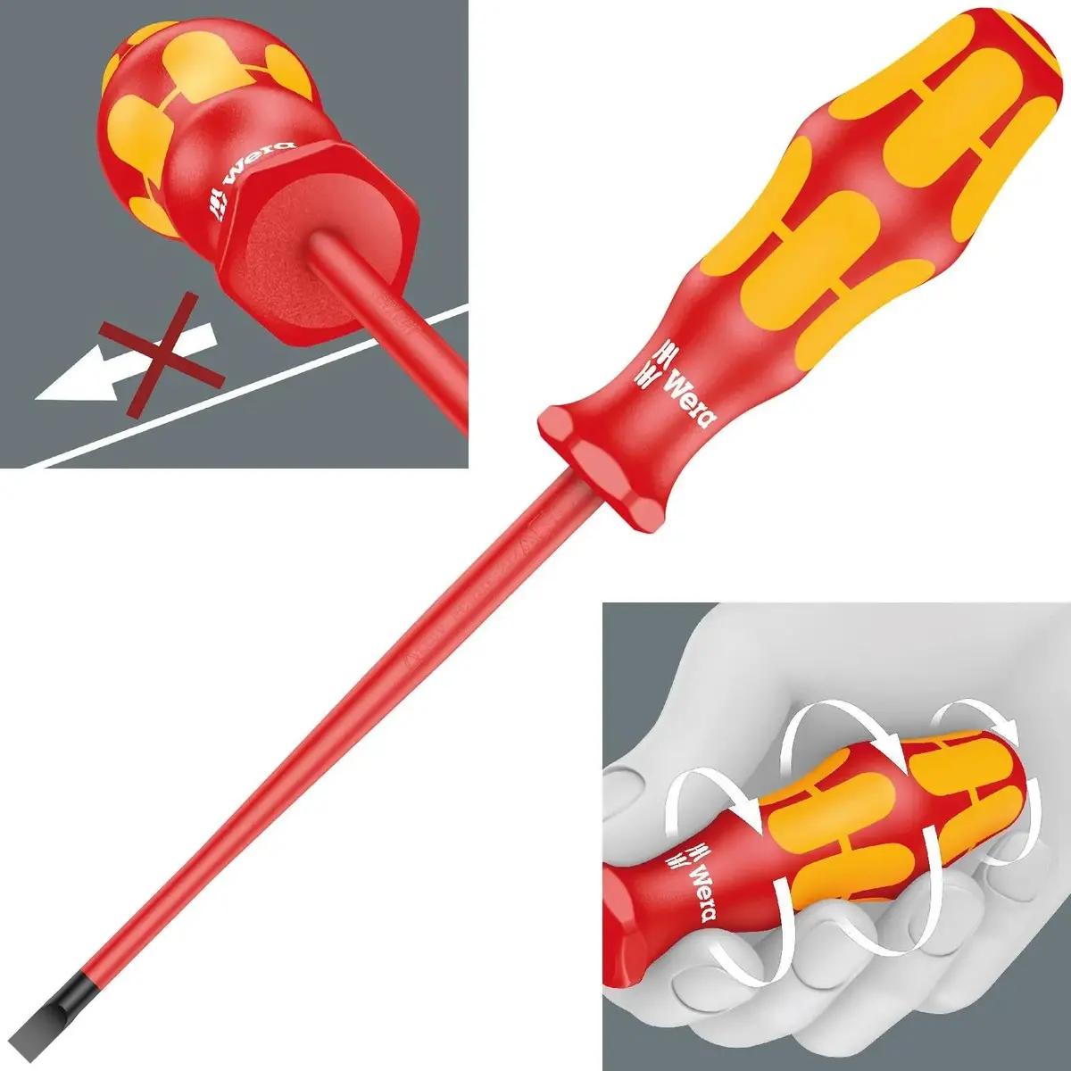 Wera Kraftform Plus Vde Slimline Screwdriver 1000V Slotted Phillips Pozi 3