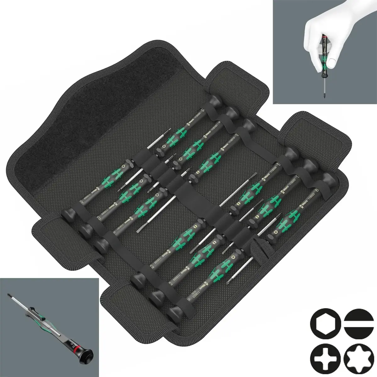 Wera Precision Screwdriver Set 12 Piece Kraftform Micro 12 Universal 1 For Electronic Applications 1