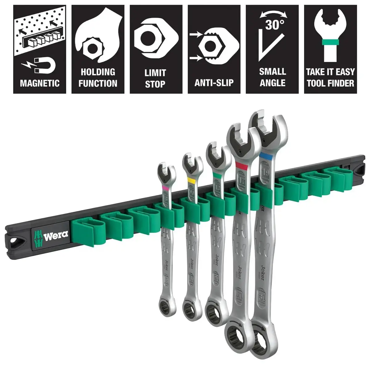 Wera Ratchet Combination Spanner Wrench Set 6000 Joker 2 9631 Magnetic Rail 5 Pieces 8-19Mm 1