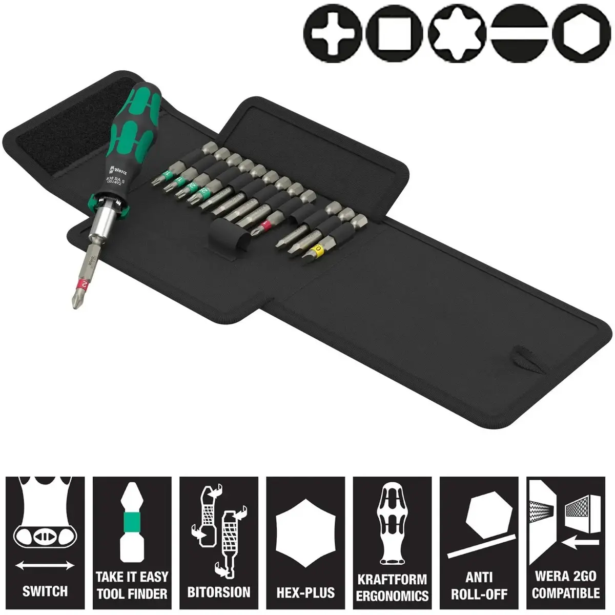 Wera Ratchet Screwdriver Set Kraftform Kompakt Kk 838 Ra S Imperial Set 1 14 Pieces Ph Tx Sl Sq Hex 1