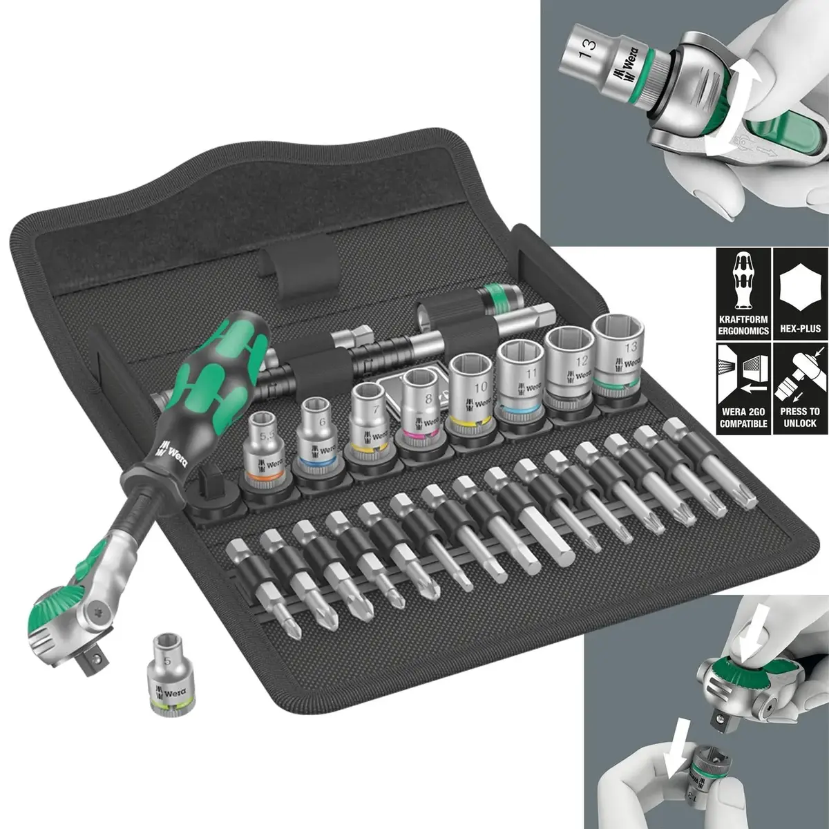 Wera Ratchet Socket Set 1/4" Drive 28 Piece 8100 Sa 6 Zyklop Speed Ratchet Set 1