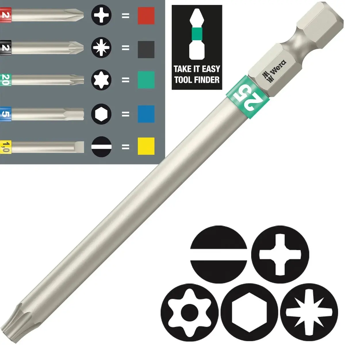 Wera Screwdriver Bit 1/4" Hex Take It Easy 89Mm Long Individual 1