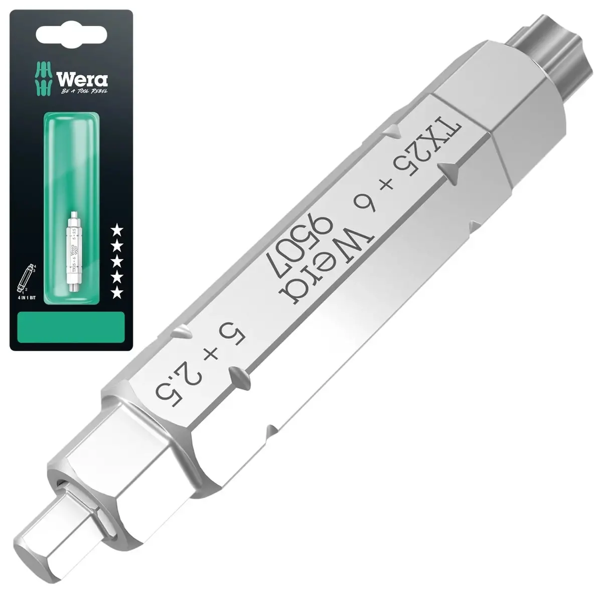 Wera Screwdriver Bit Hex Torx 9507 Sb 4 In 1 Bit 2 Bicycle Tool 2.5Mm 5Mm 6Mm T25 X 37Mm 1