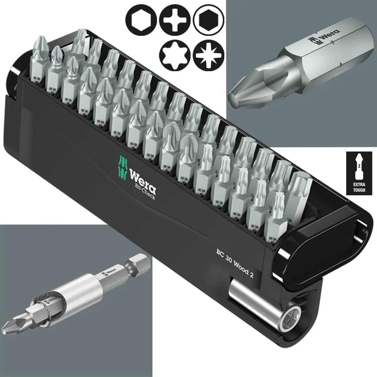 Wera Screwdriver Bit Set 30 Piece Bit Check 30 Wood 2 With Bit Holder 1