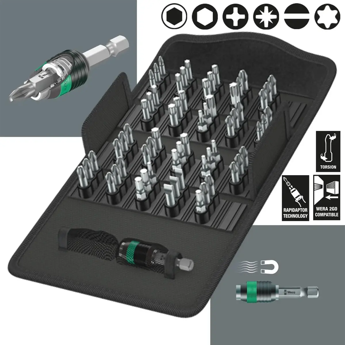 Wera Screwdriver Bit Set 61 Piece Bit Safe 61 Universal 1 With Rapidaptor Bit Holder 1