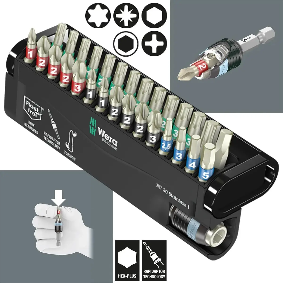 Wera Screwdriver Bit Set Bit Check 30 Stainless Steel 1 30 Piece With Bit Holder 1