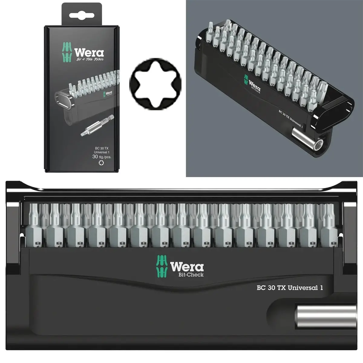 Wera Screwdriver Bit Set With Bit Holder Bit Check 30 Tx Universal 1 Sb 30 Pieces Torx 1