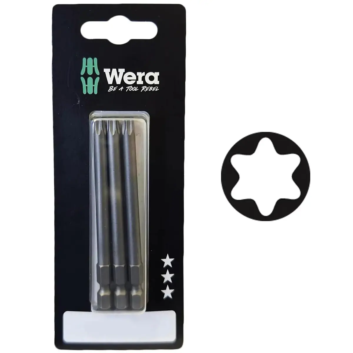 Wera Screwdriver Bits Torx 867/4 Z Sb Bit 1/4" Hex 3 Pack Individual 1