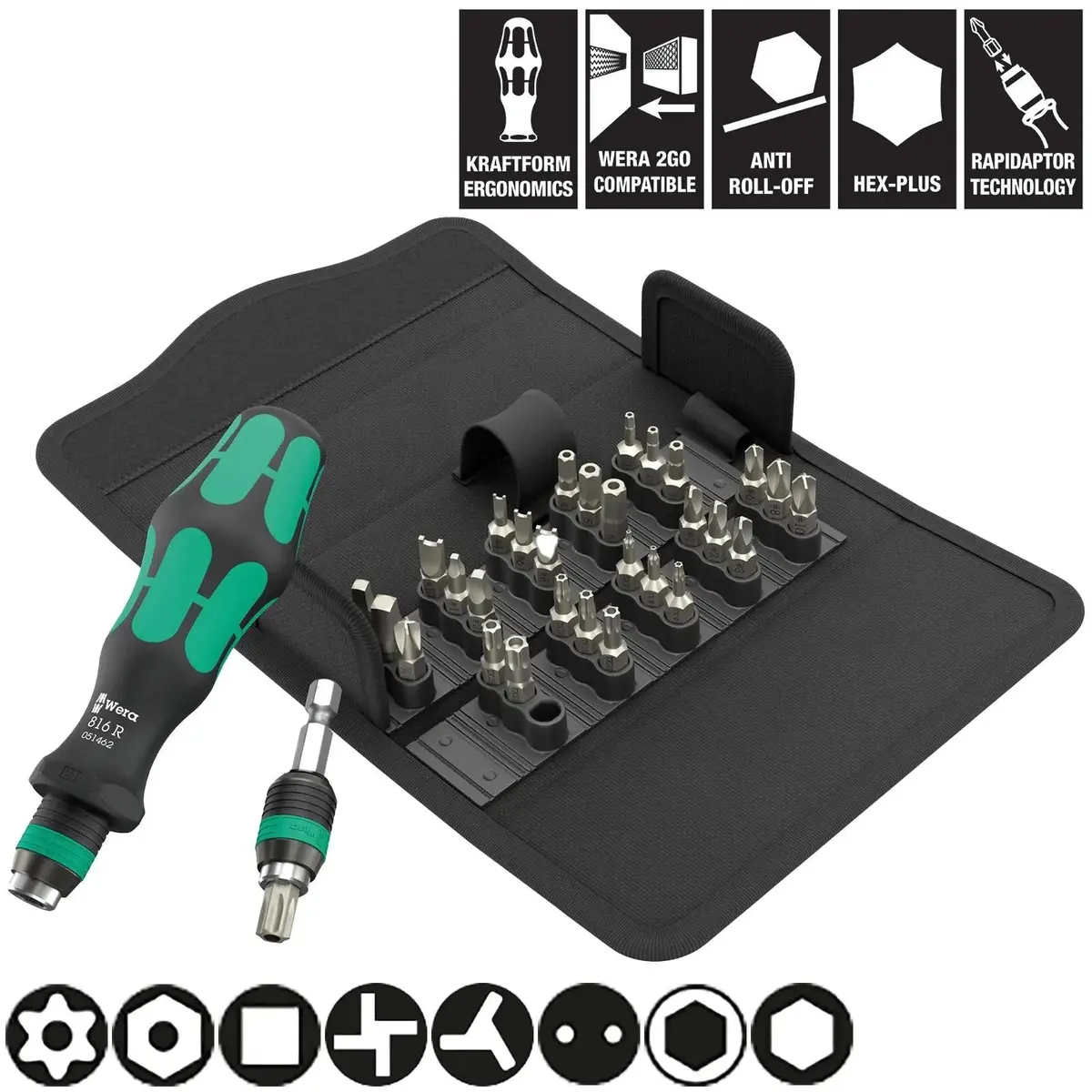 Wera Screwdriver Set 1/4" Hex Security Bits Kraftform Kompakt Kk 71 Security 32 Pieces 1